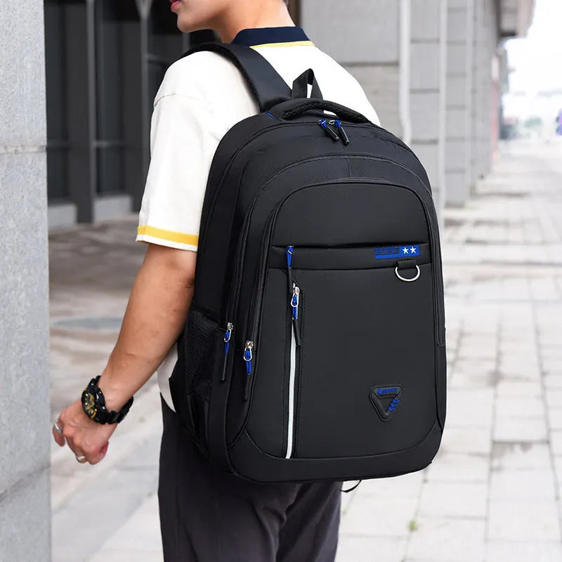 Men's Oxford cloth schoolbag in red with letter pattern and air pillow belt burden reduction system