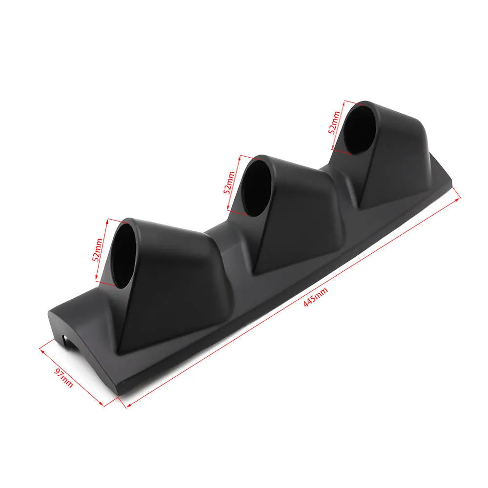 Black ABS plastic instrument stand for 52mm gauges with three mounting holes
