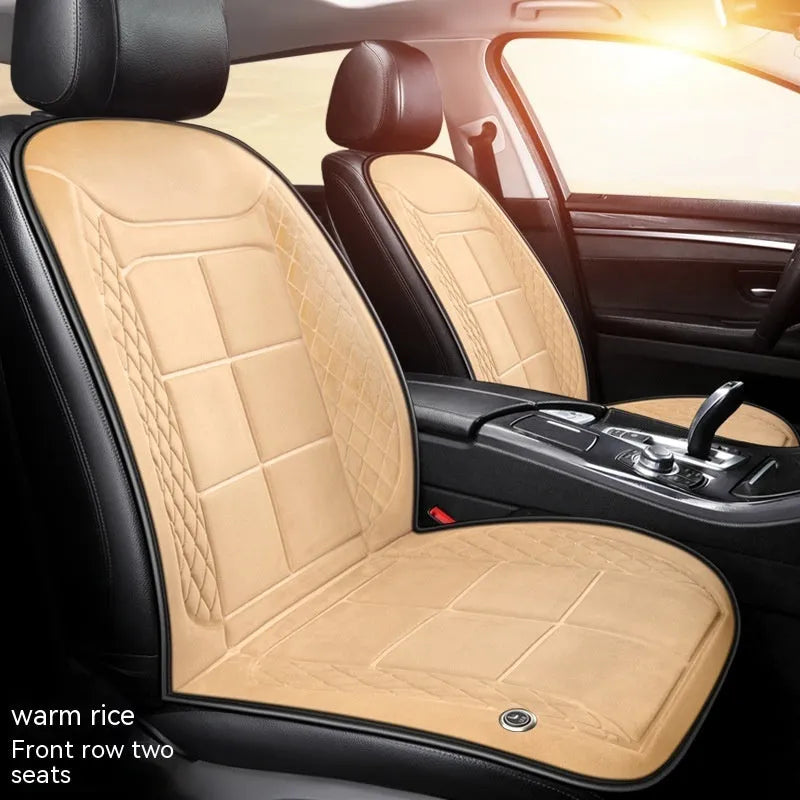 Auto heating cushion for car seats in beige, black, or coffee brown colours