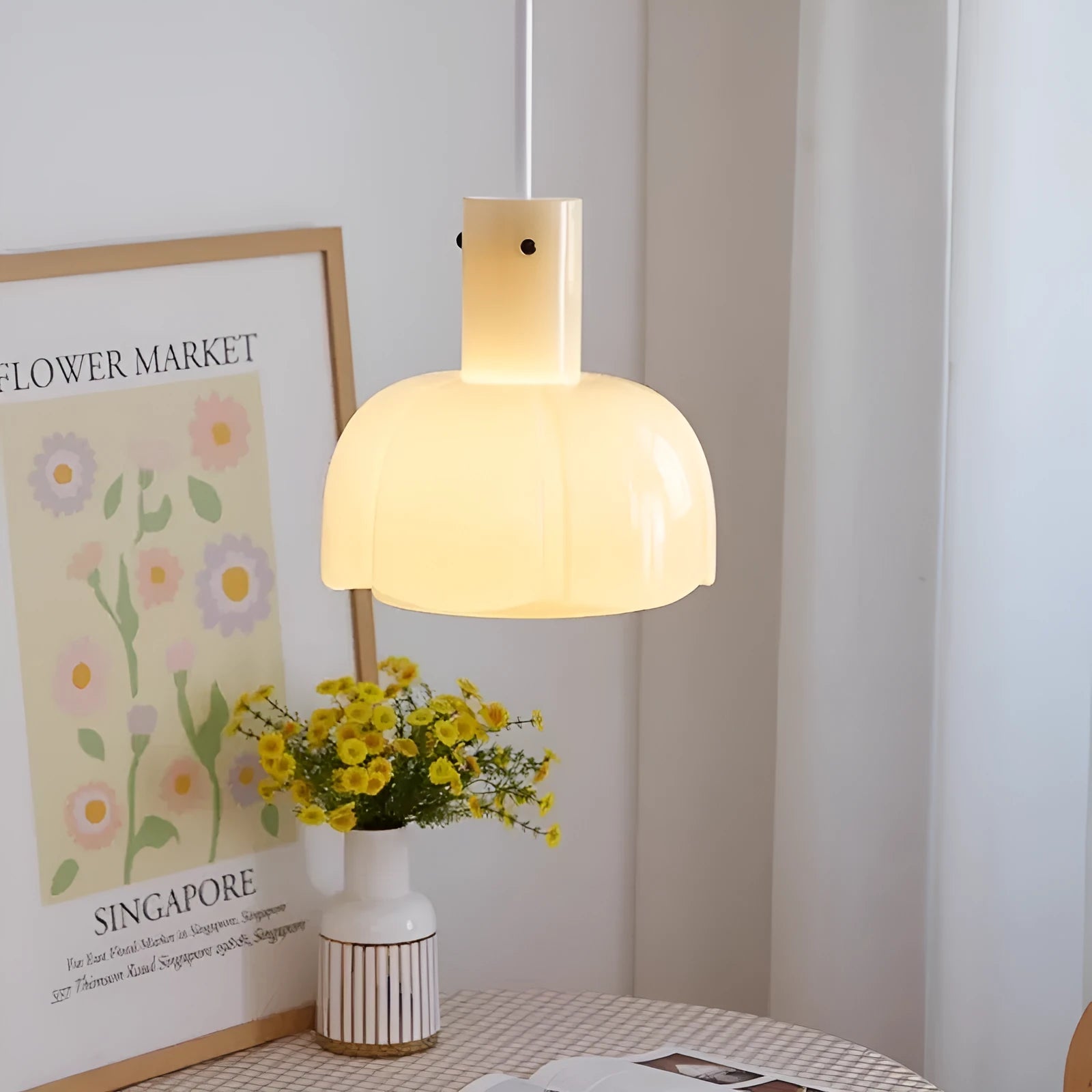 Retro glass bud pendant chandelier in caramel colour for dining room ceiling tricolor light