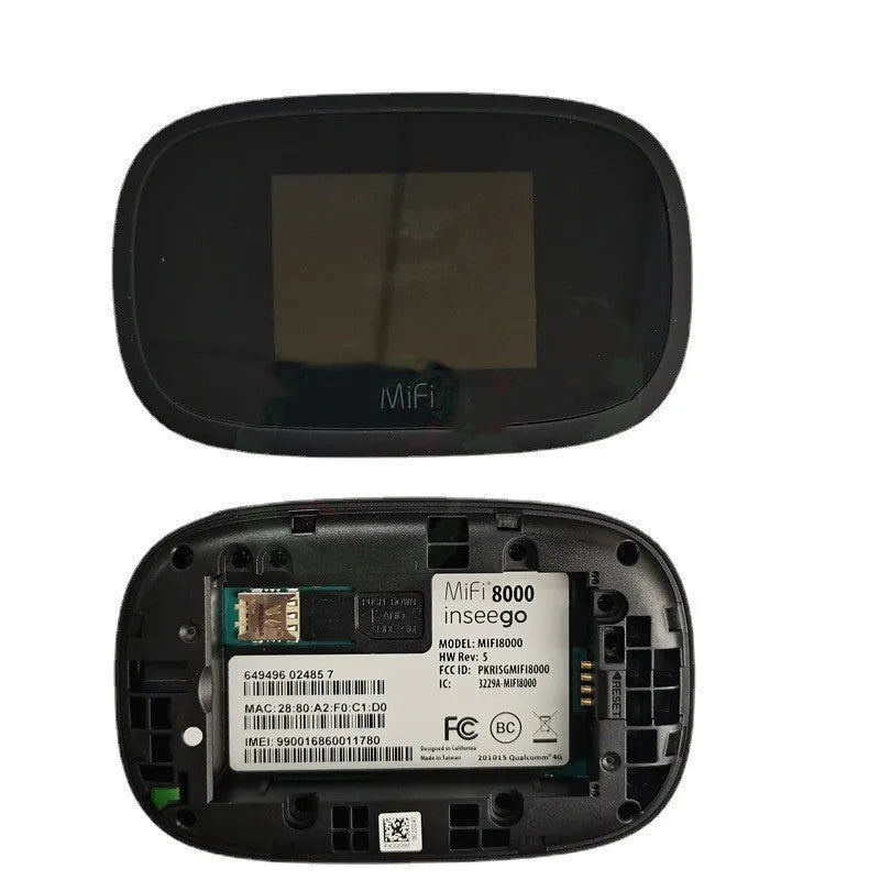 Black MIFI8000 portable 4G wireless router with compact design for mobile internet.