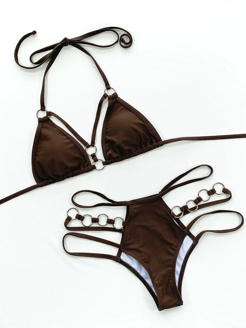 Women's two-piece nylon bikini swimwear in multiple colour options