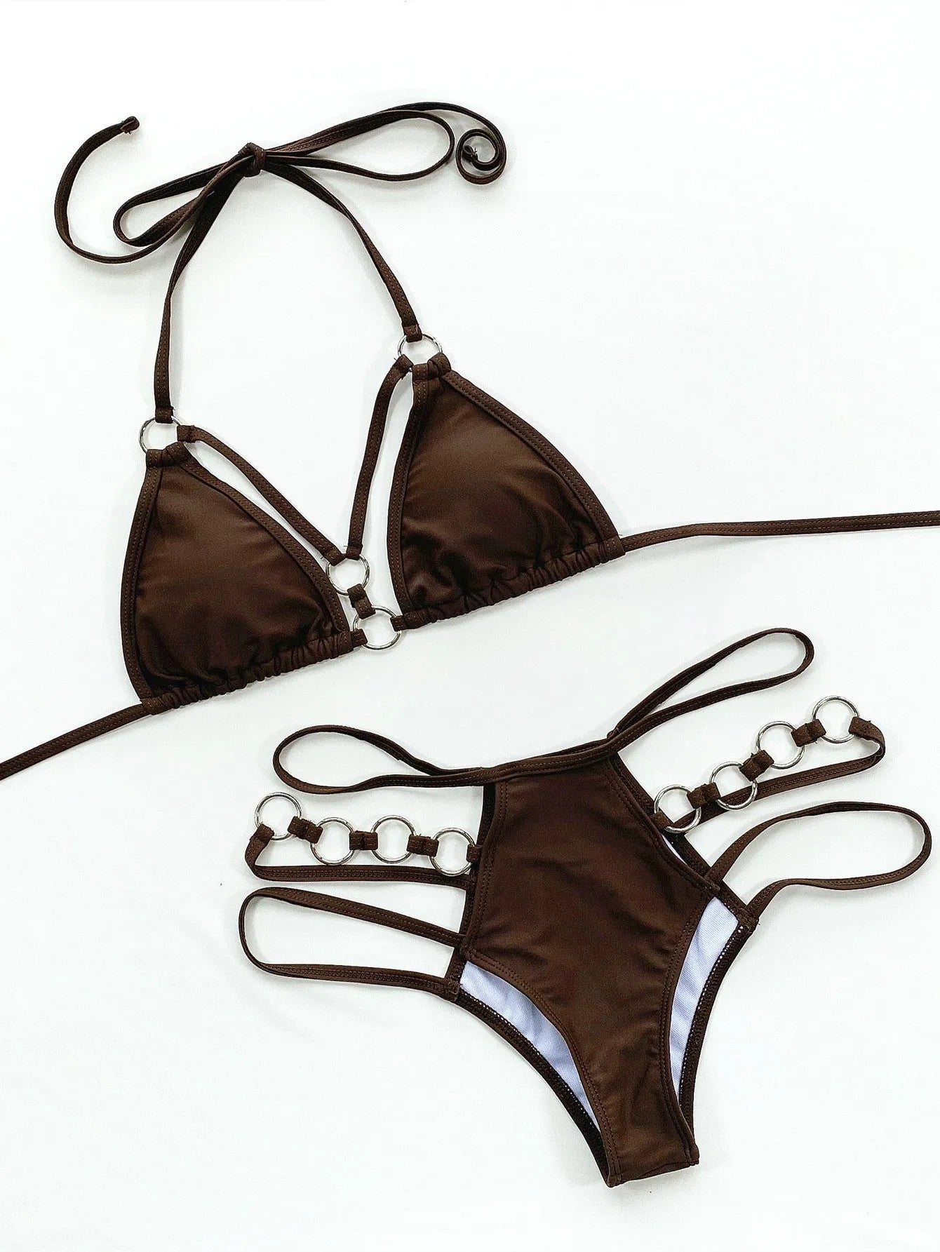 Women's two-piece nylon bikini swimwear in multiple colour options