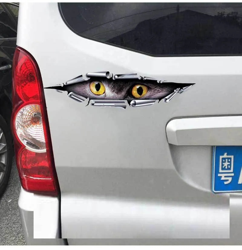 3D car door decoration sticker with tiger eye pattern, 35 cm length transparent PVC material