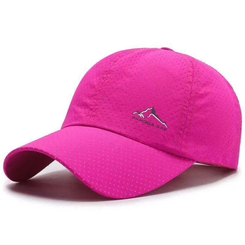 Korean-style adjustable baseball cap in polyester fabric for summer sun protection, shown in a selected colour