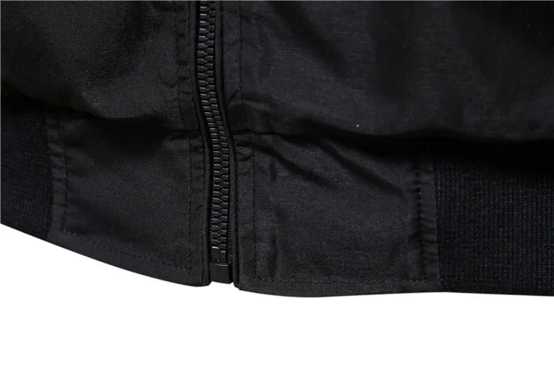 Men's thin casual jacket in solid dark blue, black, or army green colour with lightweight polyester construction