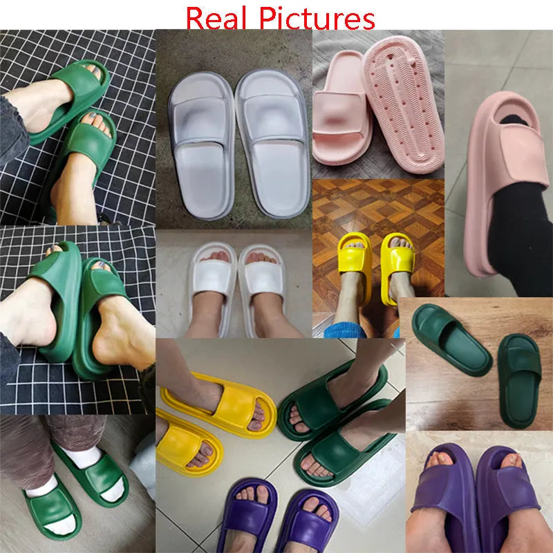 Soft thick sole EVA unisex slippers in multiple colours on a white background