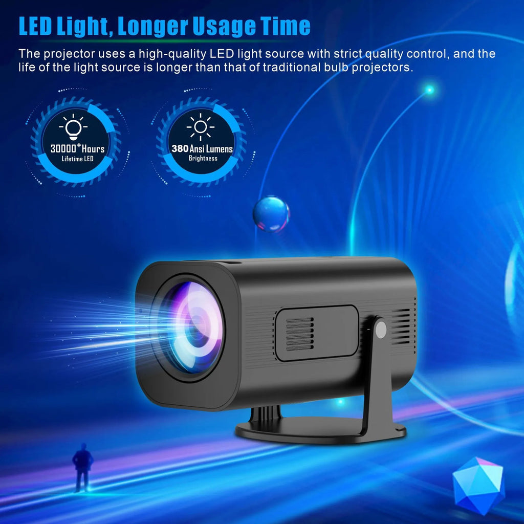 P330 portable mini projector in black or white with remote control and power cord