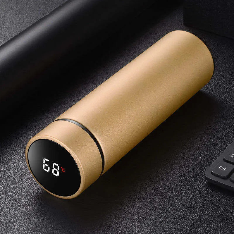 450ml stainless steel vacuum insulated water bottle in black, red, gold, or blue with double wall construction