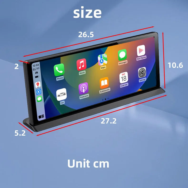 11.3 inch black centre console dashcam with GPS and wide-angle lens mounted in car