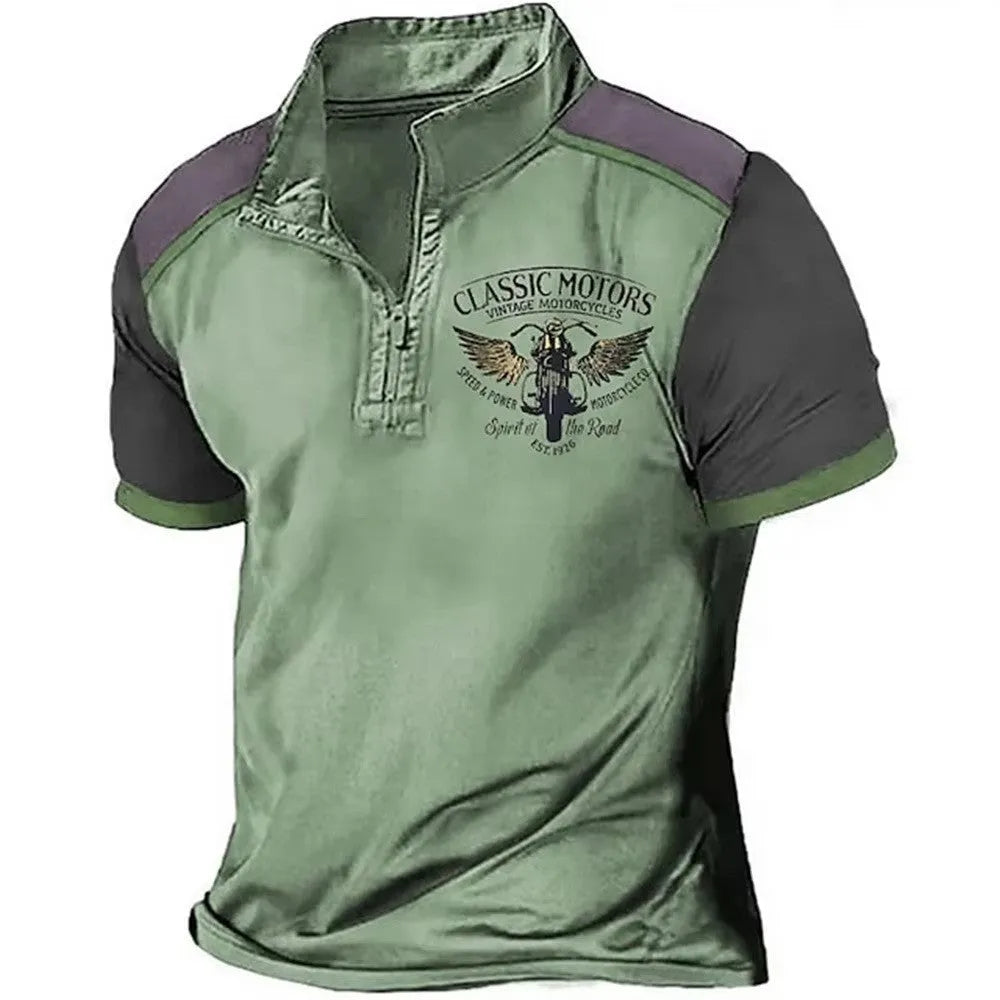 Men's loose-fit 3D printed golf polo shirt in solid colour Bird Eye cloth polyester.