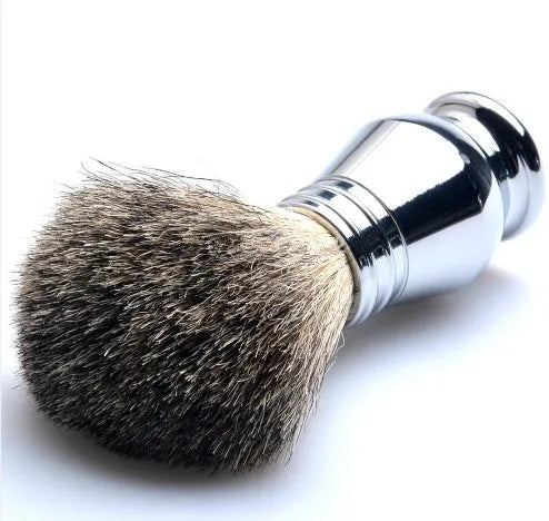 CSB men's shaving set with badger hair brush, double edge razor, chrome stand, soap bowl and blades