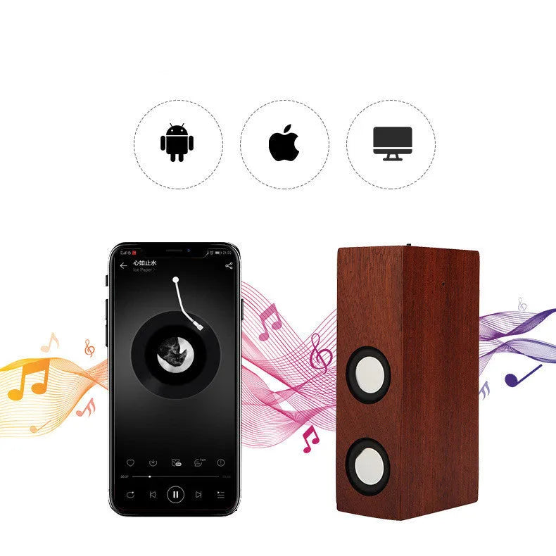 Retro wooden Bluetooth speaker in bamboo, black walnut, or sapele wood finishes