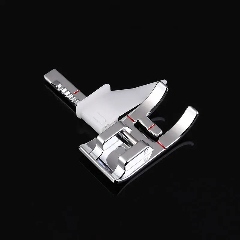 Regular Presser Foot For Household Sewing Machine - Adjustable Snap-On Seam Guide With Red Line Alignment - Low Shank Fit For Topstitching Quilting - Fixed Gauge 9.6gram Lightweight Presser Foot Accessory