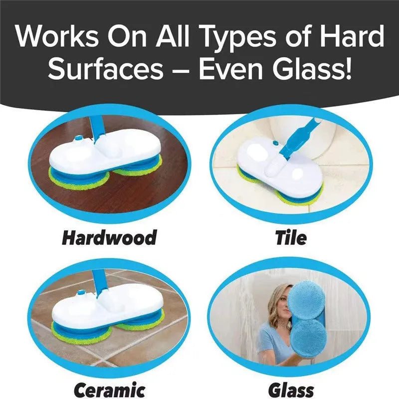 Wireless electric floor cleaning mop with USB charging and microfiber cloths
