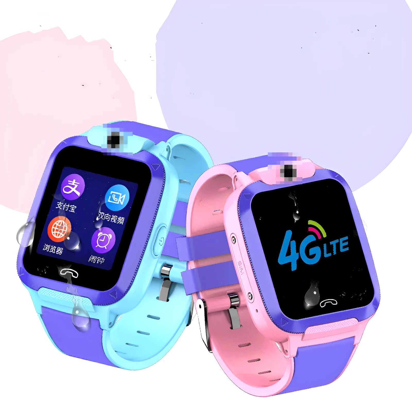 Children's smartwatch with 1.44-inch touchscreen for video calls and GPS positioning in blue and pink colours