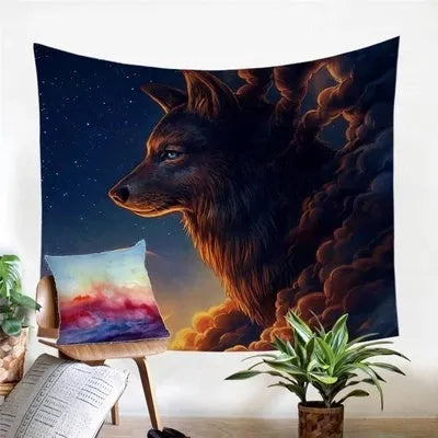 Rectangular machine-woven polyester tapestry with European classical geometric abstraction pattern in plush fabric