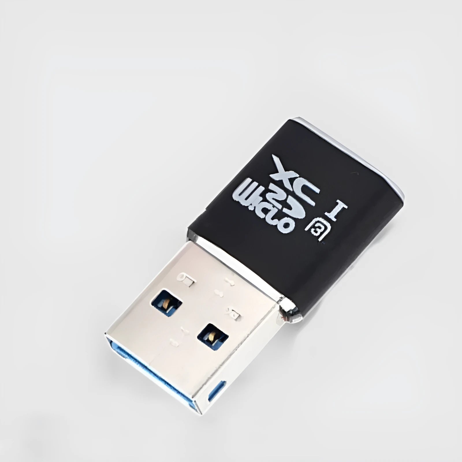 Black USB 3.0 card reader for Micro SD memory cards with SDHC and SDXC support.