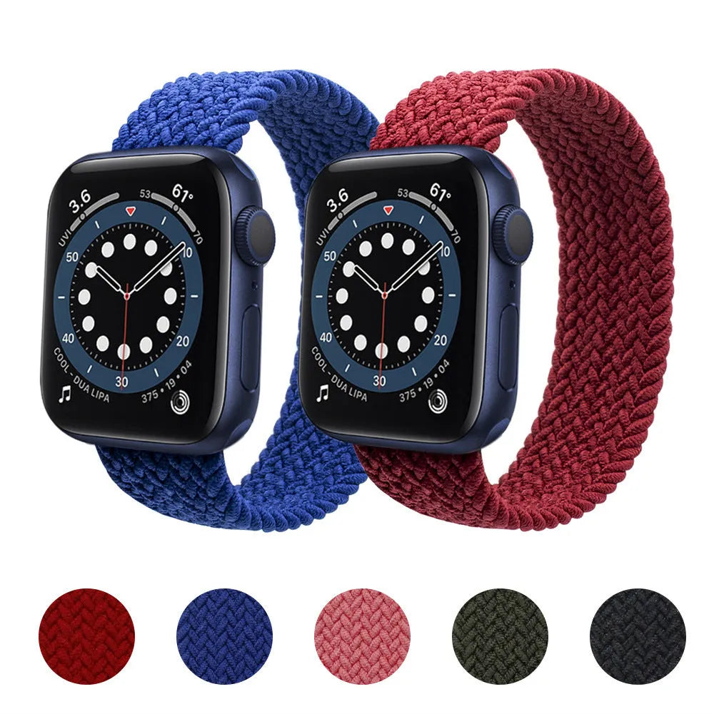 Apple Watch woven nylon replacement strap with plastic adjustable head in multiple colour options