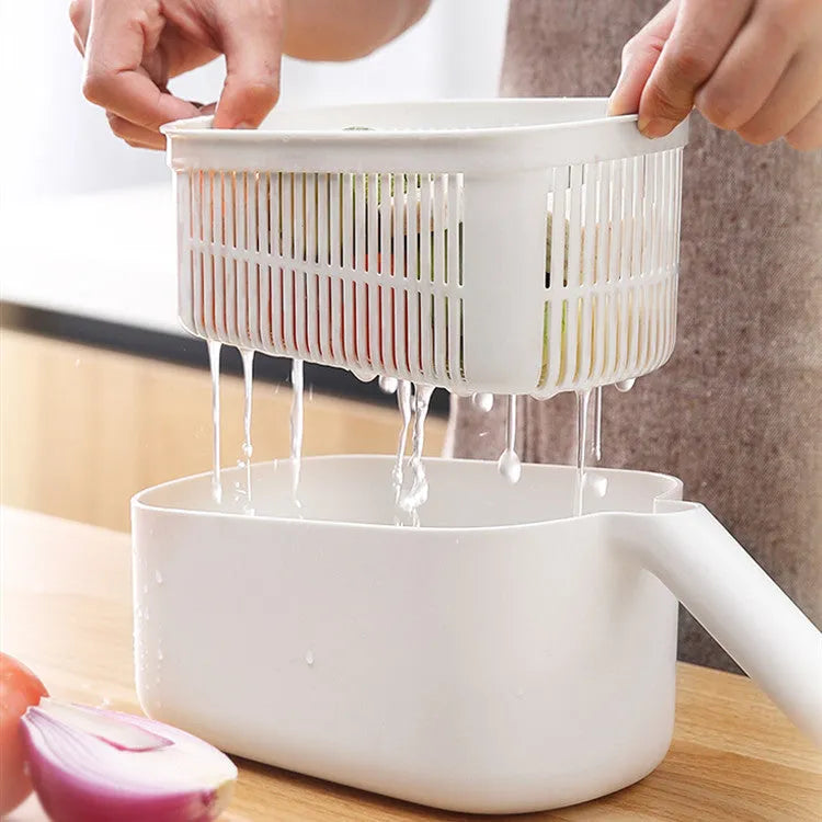 Blue multifunctional vegetable cutter with stainless steel blades in Nordic style design