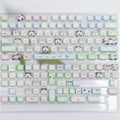 Complete set of 127 PBT key caps with sublimated cat and puppy designs for mechanical keyboard customisation