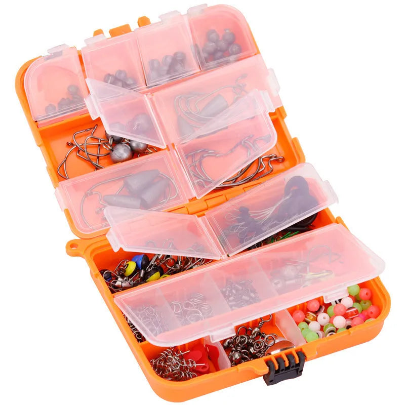Weihe 257 piece fishing lure accessories kit in ABS plastic storage box for Texas, sea and rock fishing