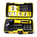 39 in 1 combination ratchet screwdriver set in yellow case with chrome-vanadium steel bits, sockets, and extension rod