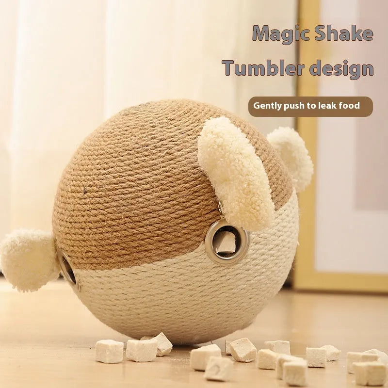 15cm sisal hemp cube pet puzzle toy with puffer leakage food feeder design for dogs and cats