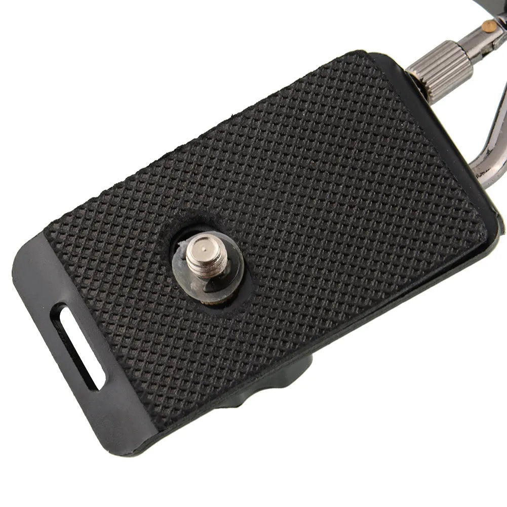 Black professional dual camera shoulder strap for SLR cameras shown on a person, highlighting thick shoulder sponge and metal connectors.