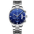 VA VA VOOM men's stainless steel quartz watch with black dial and calendar display