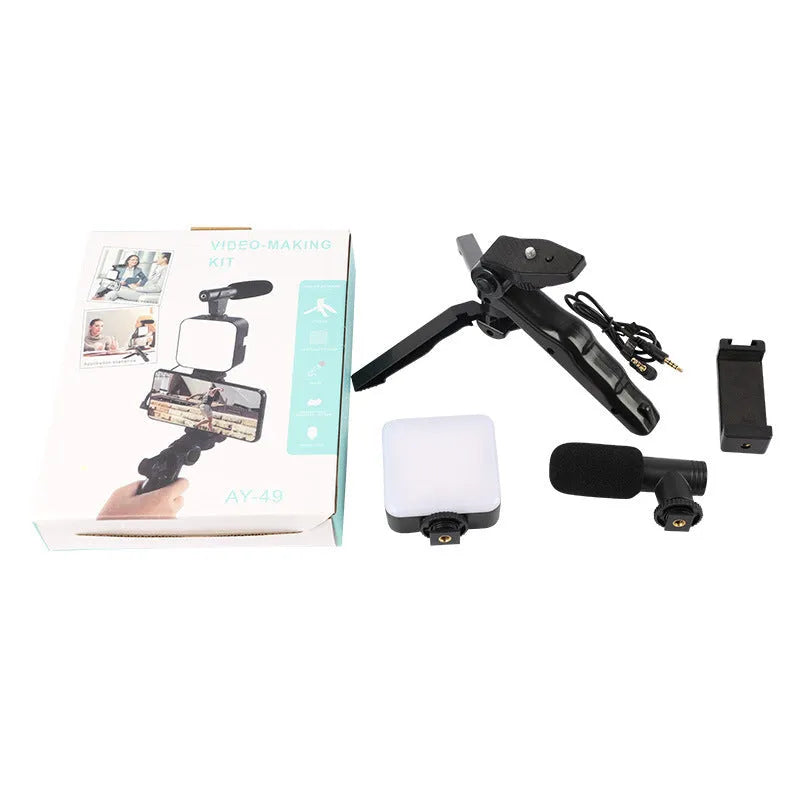 Square pocket-sized camera flash tripod light with rotatable head showing compact dimensions