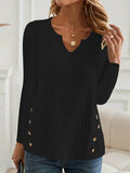 Casual grey green knitted pullover sweater with button fastening detail on the front.