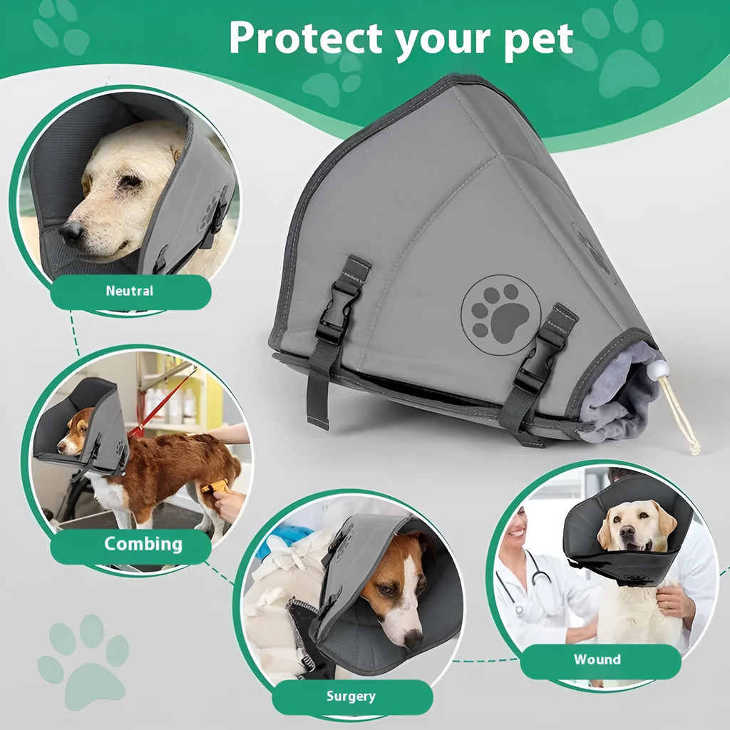 Adjustable polyester pet sterilisation collar shown in single-layer and double-layer styles.