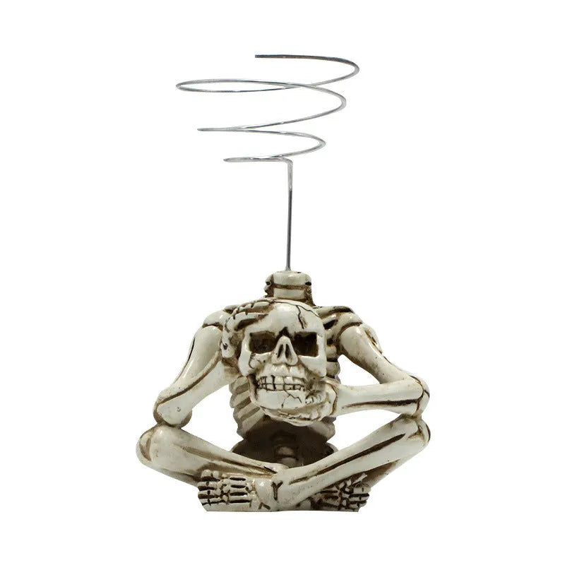 Gothic skull resin bracket for Tillandsia air plants with soilless design