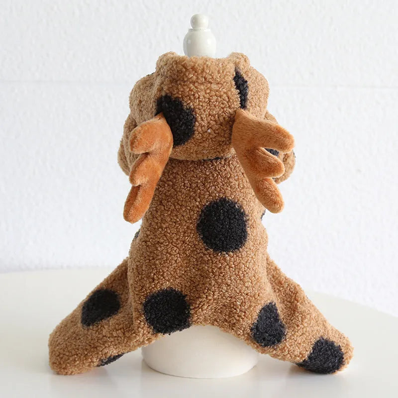 Polka dot elk couple pet costume for dog or cat in skirt or four legs style