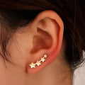 A pair of copper leaf-shaped clip-on earrings for women, model KC Gold Star A896.