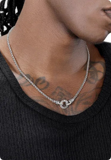 S925 sterling silver clavicle necklace for women on a model, showing the polished chain and clasp.