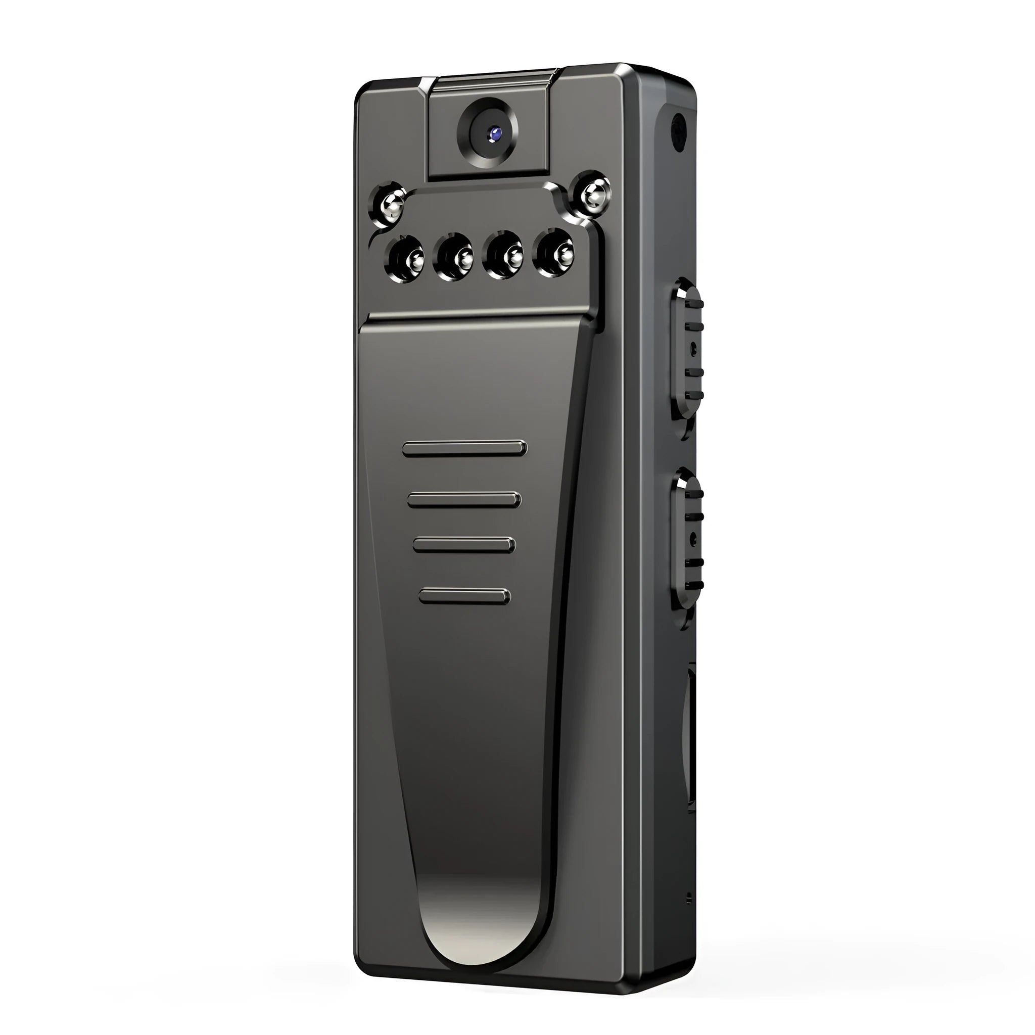 Black 1080p HD DV camera with 90-degree rotation capability for home monitoring and recording