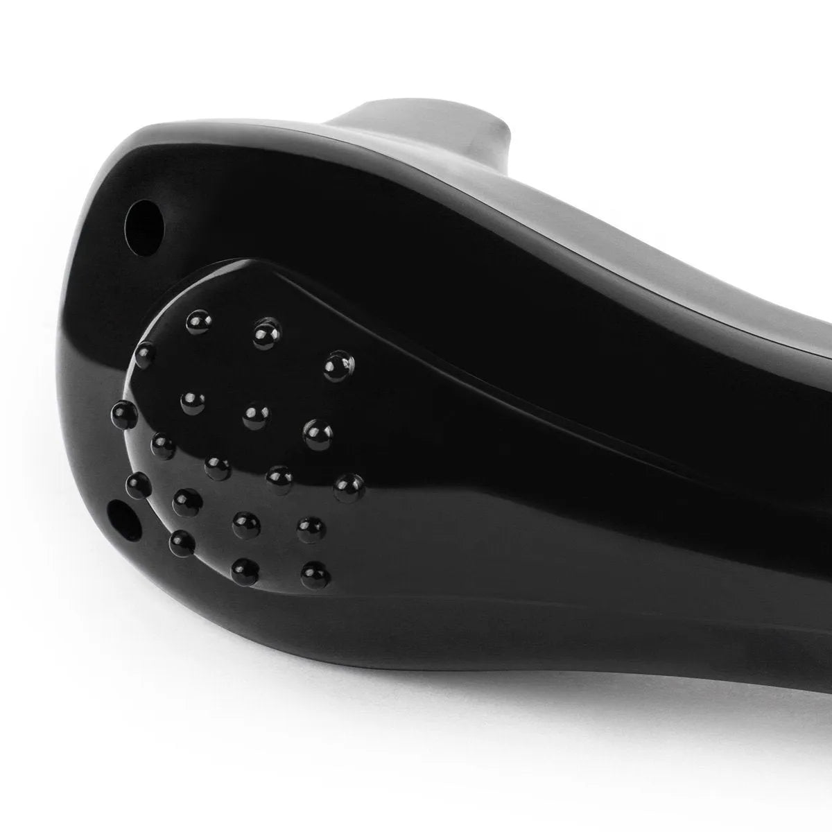 Black folding electric body shaver shown in open and closed positions for portable hair removal