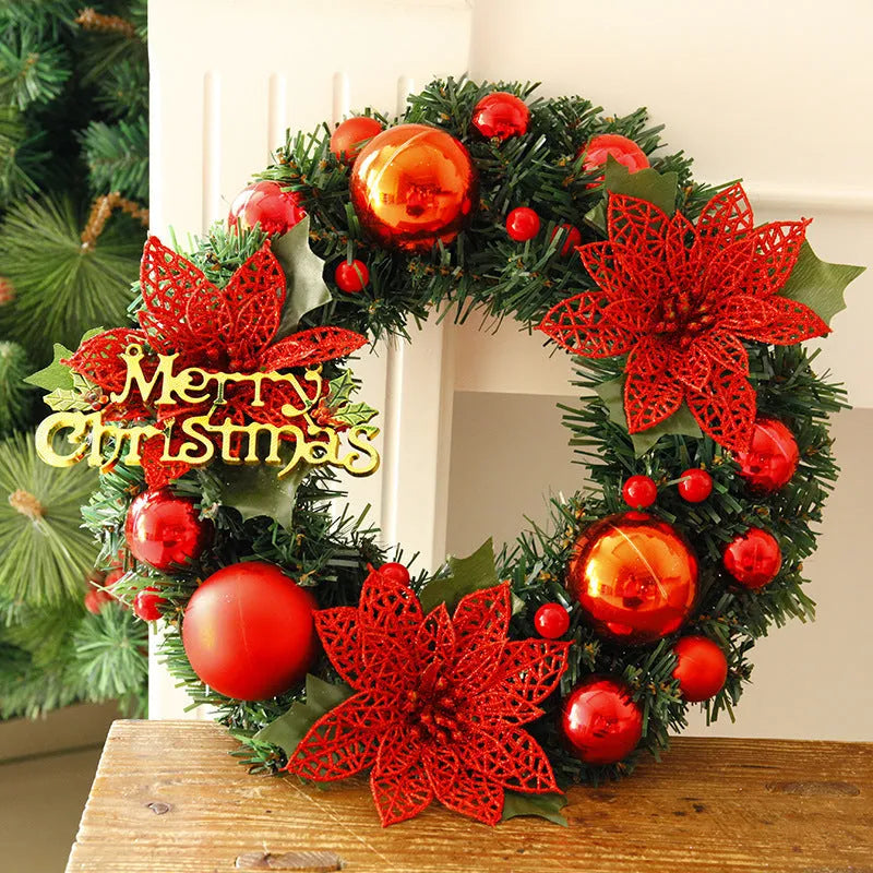 30cm plastic Christmas wreath decoration in multicolour options for door and garden display