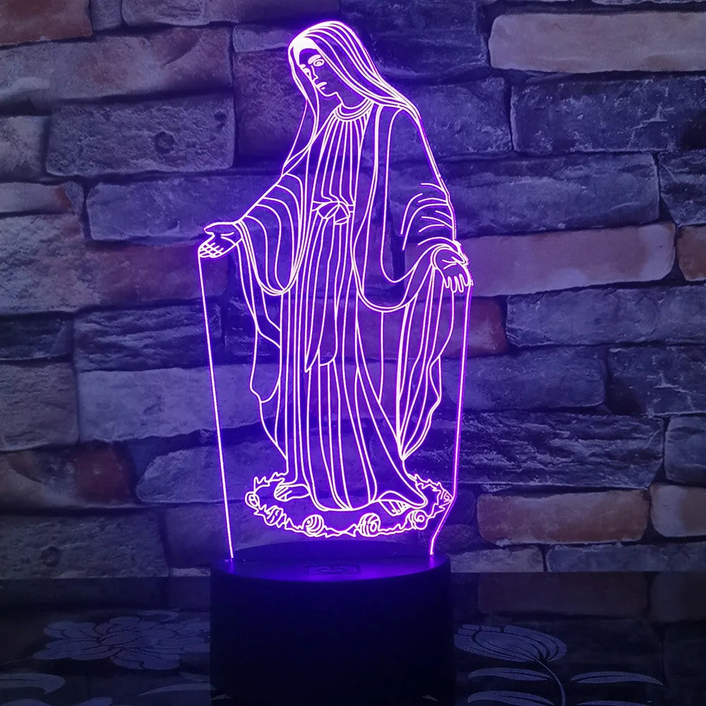 3D LED night light showing laser-engraved acrylic dual ring pattern with colourful illumination effects