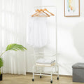 Single rod pulley storage car wall-mounted garment rack in black or white iron construction