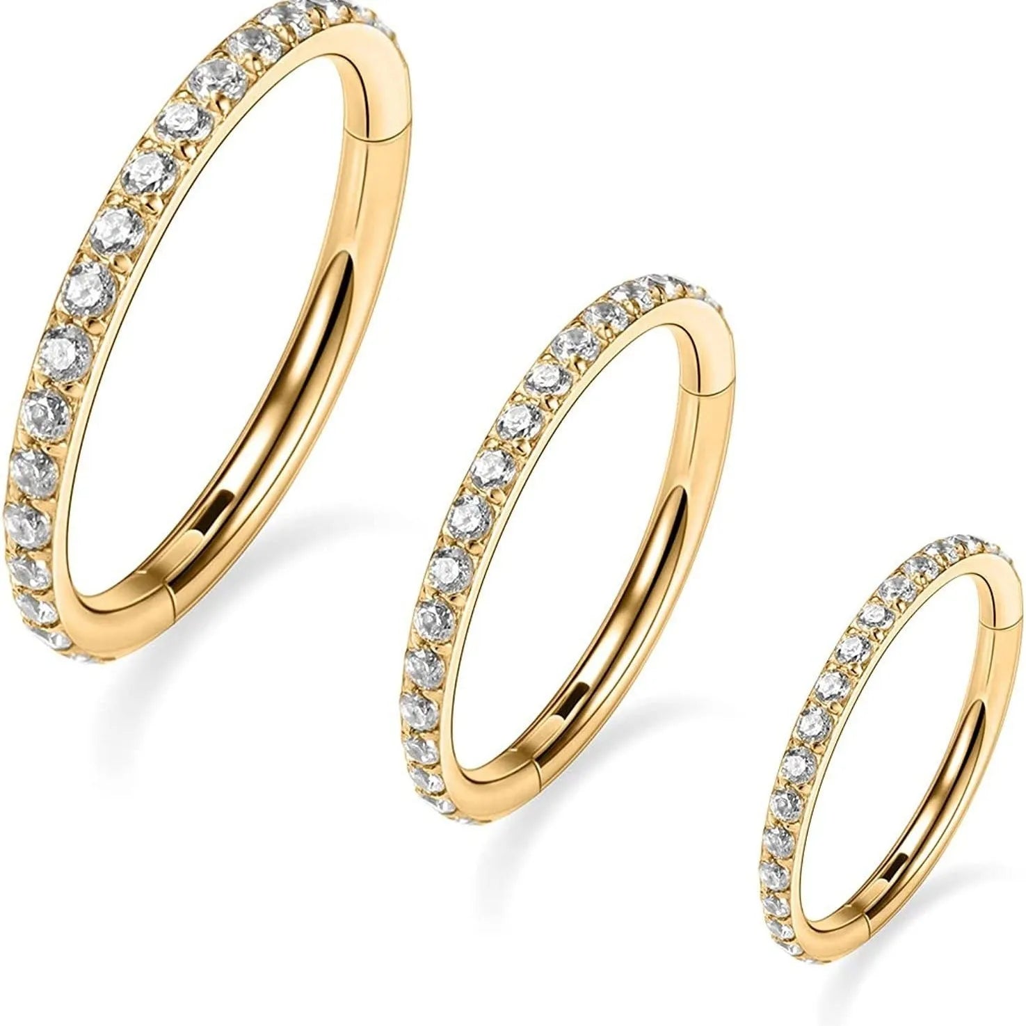 Stainless steel seamless nose ring showing round shape and electroplated colour options including black, gold, and rose gold finishes