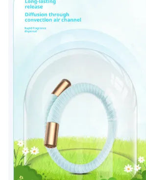 Silicone mosquito repellent liquid protective bracelet in light yellow colour on a white background