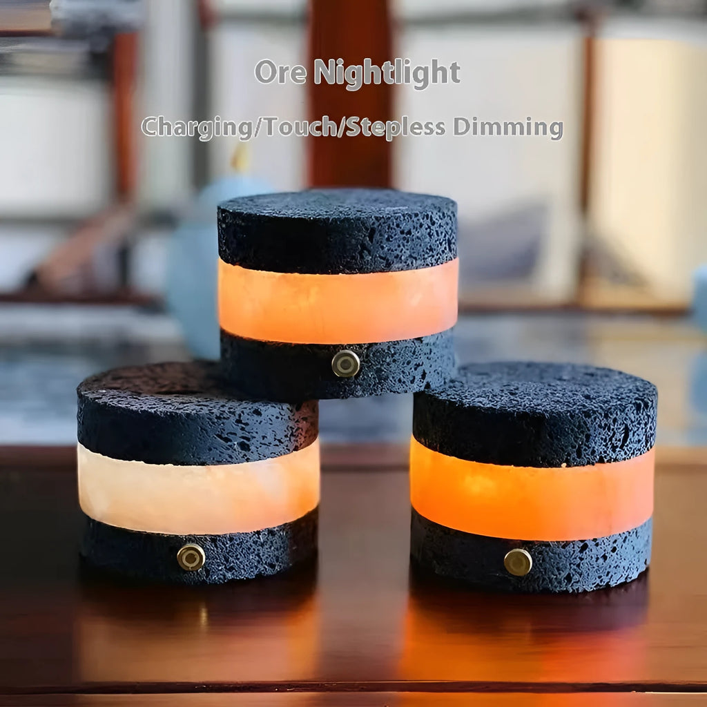 Orange volcanic rock USB night lamp with touch dimming and essential oil diffusion
