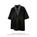 Men's heavy henley collar polo shirt sweater with padding in black spandex fabric