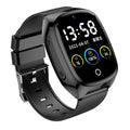 Black GPS smartwatch with touch screen showing location map and SOS button
