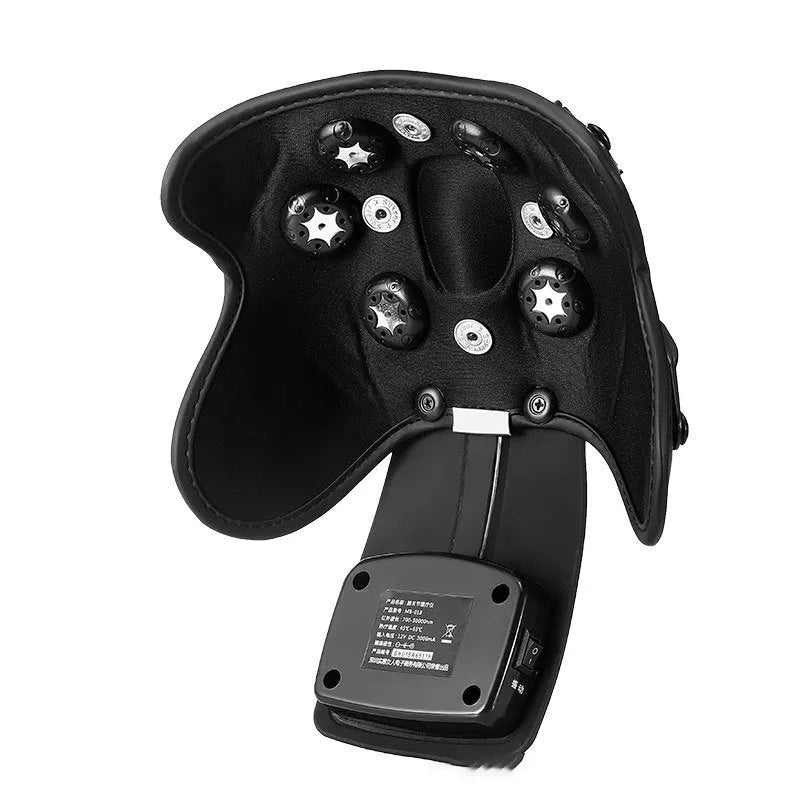 Electric infrared knee and shoulder massager with pads and temperature control display.