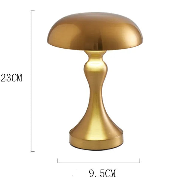 Bronze metal USB rechargeable desk lamp with touch control and three colour light settings.