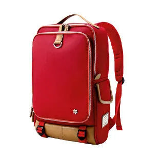 Korean-style men's Oxford cloth backpack in Army Green, showing its large capacity and dimensions.